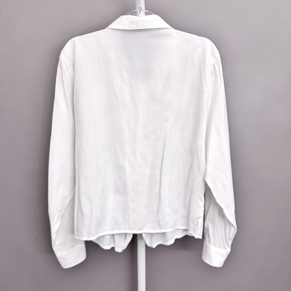 Vintage Romantic Boho Cottagecore Lace Collar Cream White Button Down  Blouse - Picture 4 of 13